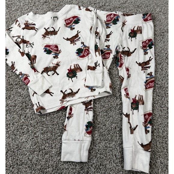 Old Navy Other - Old Navy Unisex Kids Christmas Pajamas Reindeer Sleigh‎ Holiday XS 5